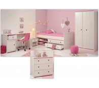 PARISOT 2223-0025 Kinderzimmer 5-tlg. Set Smoozy in kiefer-weiss pink/blau